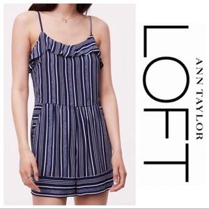 NEW Ann Taylor Loft Striped Ruffle Romper - J06